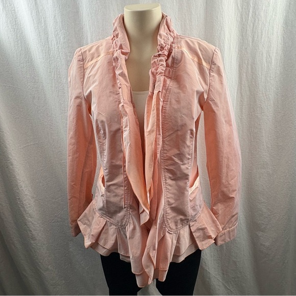 Carole Richard Jackets & Blazers - Carole Richard Peach Ruffled Jacket With Bow Tied Back 38